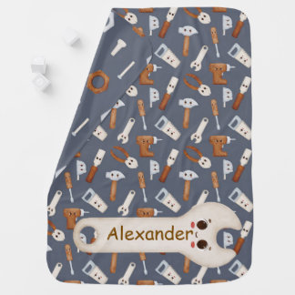 Personalized Baby Blanket with Name | Tools Patter