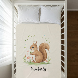 personalized baby blanket with squirrel name