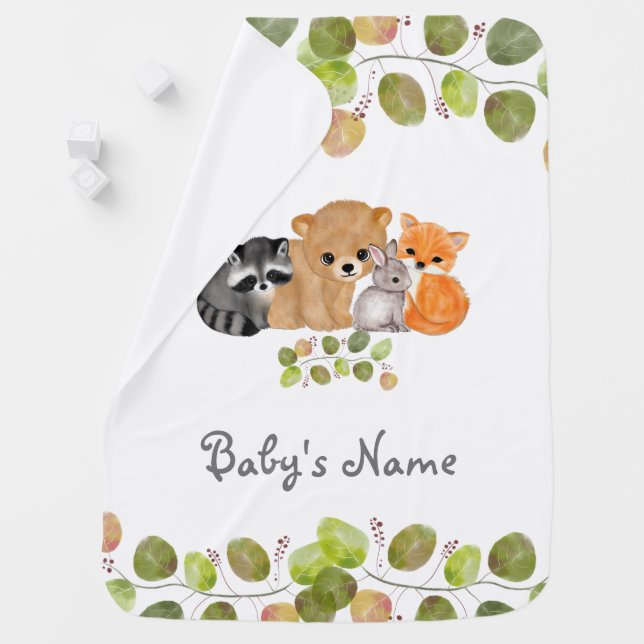 Personalized Baby Blanket Woodland Forest Animals (In Situ)