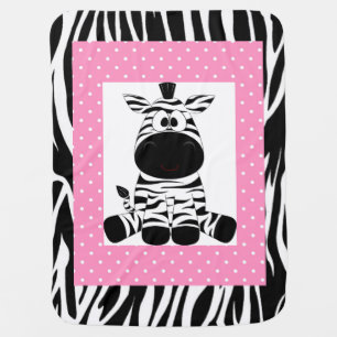 Personalized Baby Blanket/Zebra and Polka Dots Receiving Blanket