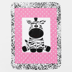 Personalized Baby Blanket/Zebra and Polka Dots Swaddle Blanket