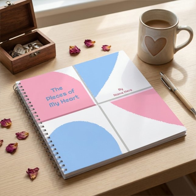 Personalized Baby Blue and Pink Heart Pieces Notebook (Creator Uploaded)
