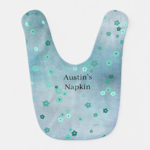 Personalized Baby Blue Floral Bib