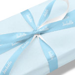 Personalized Baby Blue | Gift Satin Ribbon<br><div class="desc">Customizable gift ribbon,  featuring a pastel baby blue background with personalized name in white script..</div>