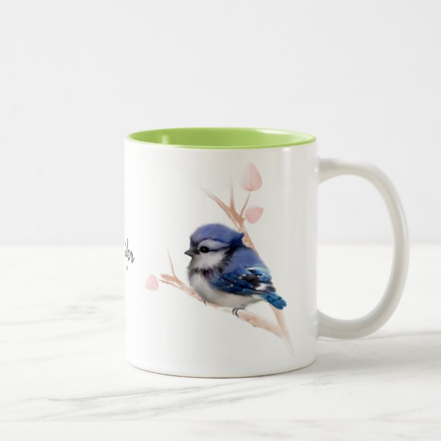 Personalized Baby Blue Jay Bird Mug (Right)