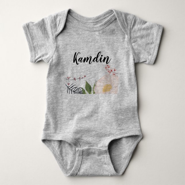 Personalized Baby Body Suit Baby Pink Cosmos on Wh Baby Bodysuit (Front)