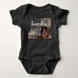 Personalized Baby Body Suit boots country rustic Bodysuit
