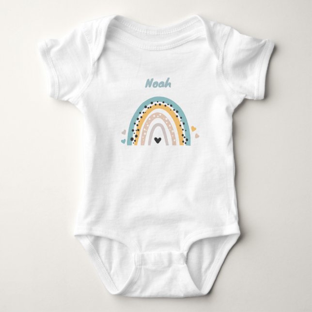 Personalized baby body with name and rainbow bodysuit (Front)
