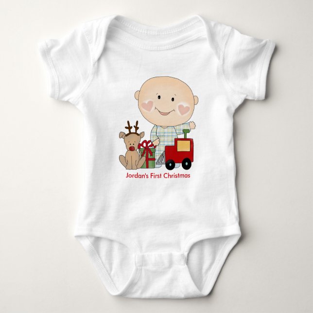 Personalized Baby Bodysuit Baby's 1st Christmas (Front)