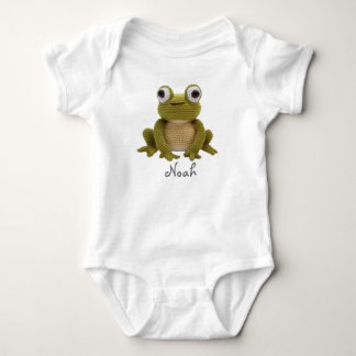 Personalized Baby Bodysuit, Crochet Frog Bodysuit