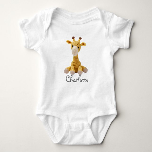 Personalized Baby Bodysuit Crochet Giraffe (Front)