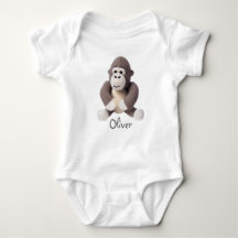 Personalized Baby Bodysuit Crochet Gorilla