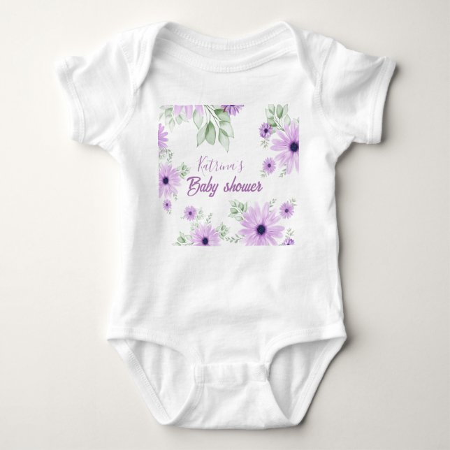 Personalized Baby Bodysuit – Violet Watercolor  (Front)