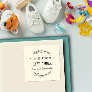 Personalized Baby Bookplate Sticker From the Lib