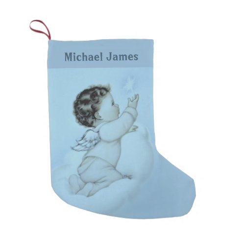 Personalized Baby Boy Angel Small Christmas Stocking