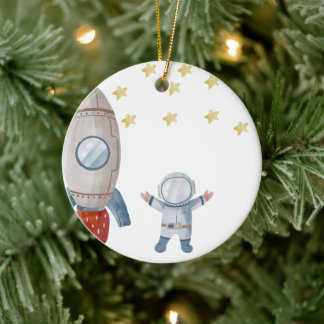 Personalized Baby Boy Astronaut First Christmas Ceramic Ornament