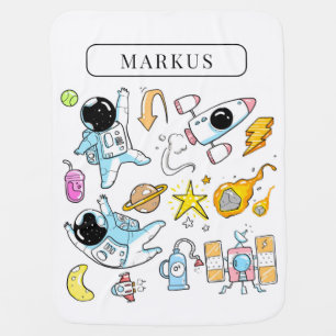 Personalized Baby Boy Astronaut Outer Space Blanket