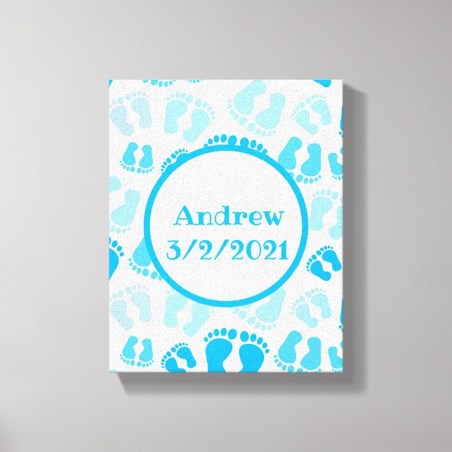 Personalized Baby Boy Baby Feet Canvas Print (Front)