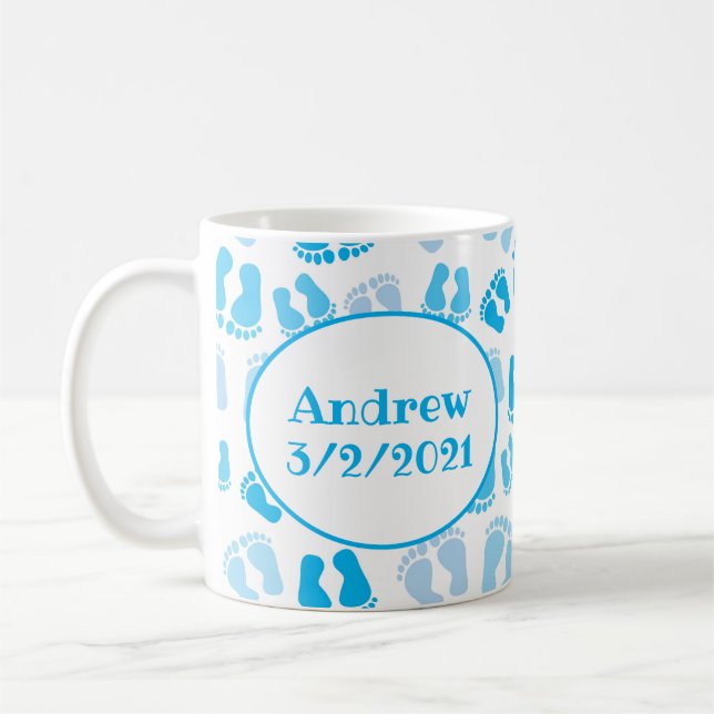 Personalized Baby boy baby feet Coffee Mug (Left)