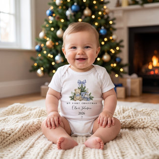 Personalized baby boy ''Baby's First Christmas'' Bodysuit