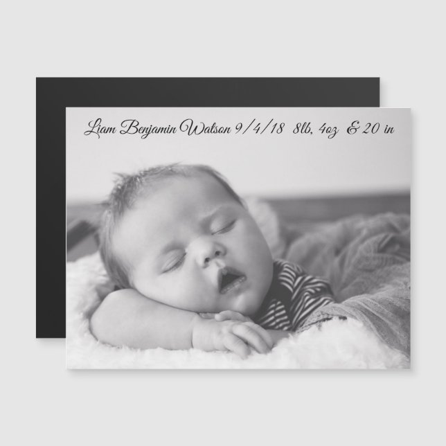 Personalized Baby Boy Birth Announcement Magnet (Front/Back)