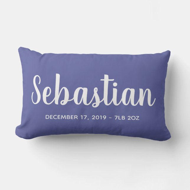Personalized | Baby Boy Birth Stats Lumbar Pillow (Front)