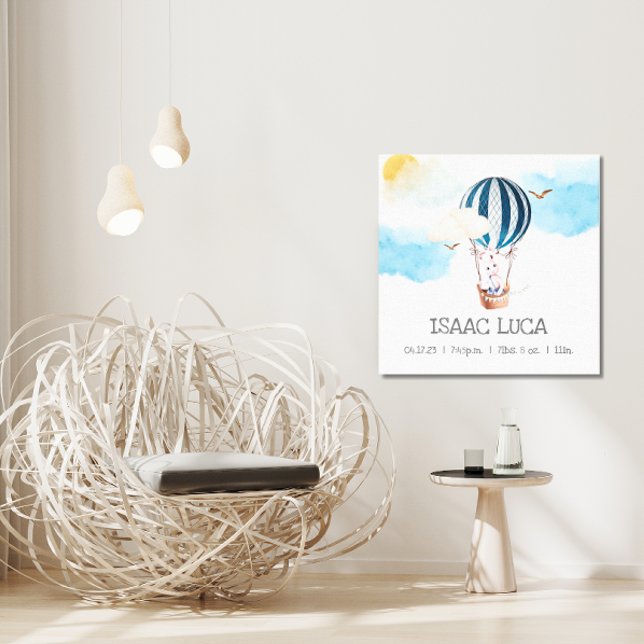 Personalized Baby Boy Birth Stats Photo Canvas (Personalized Baby Boy Balloon Birth Stats Canvas)