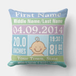 Personalized Baby Boy Birth Stats Pillow at Zazzle
