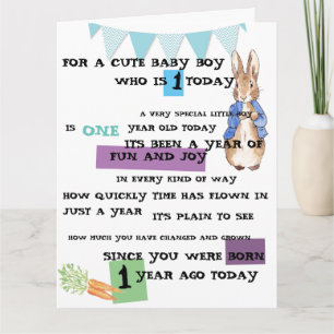 Personalized Baby Boy Birthday Card - Peter Rabbit