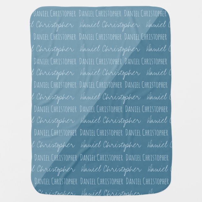 Personalized Baby Boy Blanket with name repeated (Front)