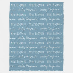 Personalized Baby Boy Blanket with name repeated