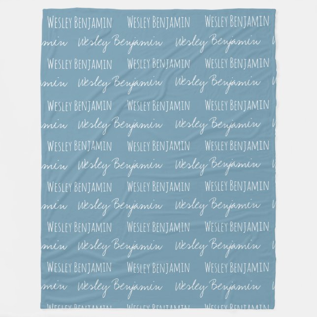 Personalized Baby Boy Blanket with name repeated (Front)
