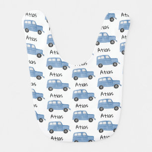 Personalized Baby Boy Blue Jeep Car Bib