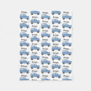 Personalized Baby Boy Blue Jeep Car Fleece Blanket