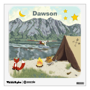 Personalized Baby Boy Campfires and Foxes Wall Sticker