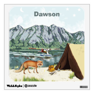 Personalized Baby Boy Camping Sneeky Fox Wall Sticker