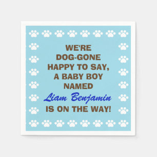 Personalized Baby Boy - Dog Themed Baby Shower Napkins