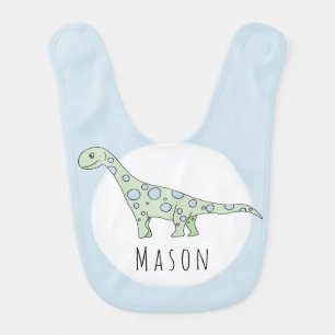Personalized Baby Boy Doodle Dinosaur with Name Baby Bib