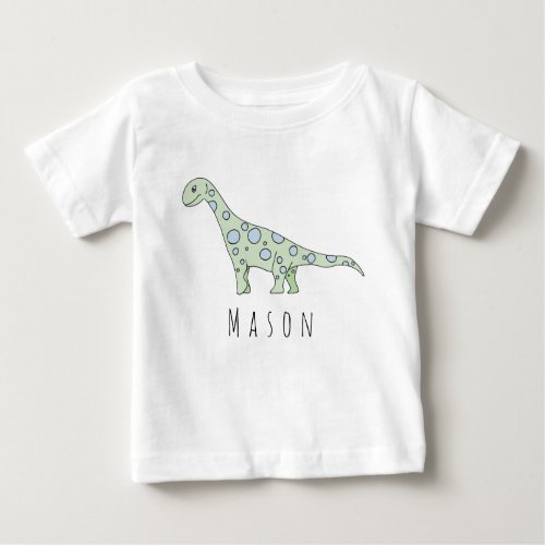 Personalized Baby Boy Doodle Dinosaur with Name Baby T_Shirt