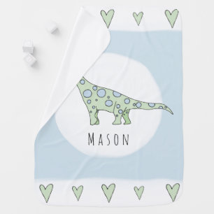 Personalized Baby Boy Doodle Dinosaur with Name Swaddle Blanket