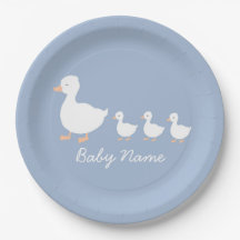 Personalized Baby Boy Duckling Paper Plates