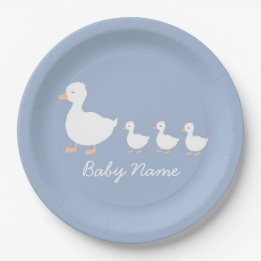 Personalized Baby Boy Duckling Paper Plates