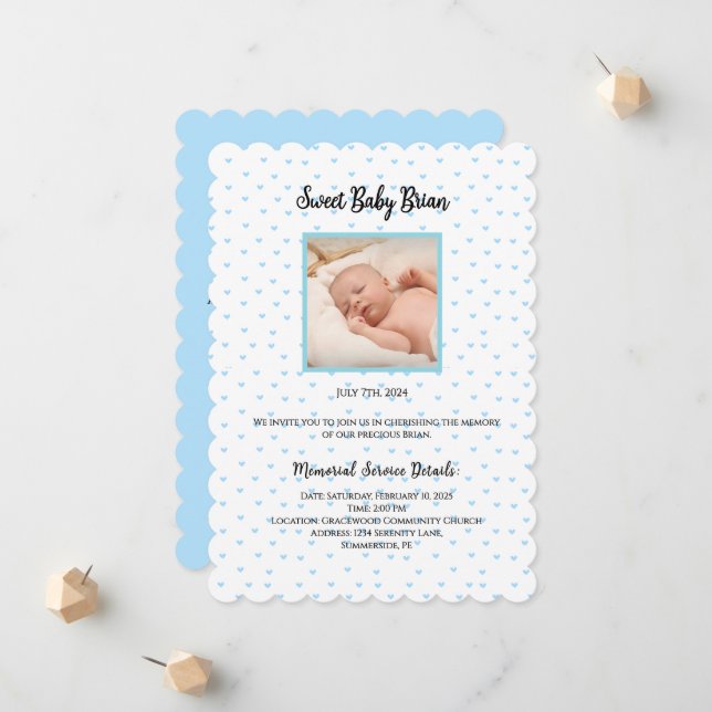 Personalized Baby Boy Funeral Service Invitations (Front/Back In Situ)