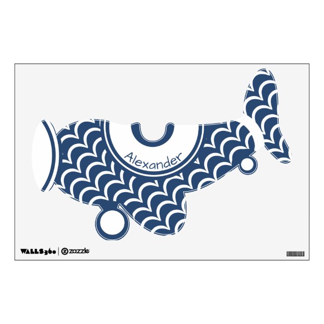 Personalized Baby Boy Gray Bush Plane Wall Sticker (Front)