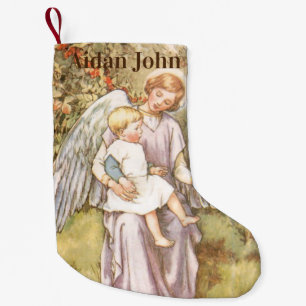 Personalized Baby Boy Guardian Angel Small Christmas Stocking