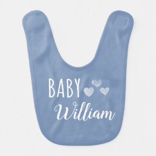 Personalized Baby boy Hearts name Bib