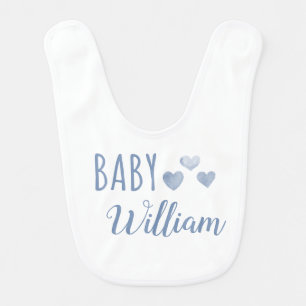 Personalized Baby boy Hearts name Bib