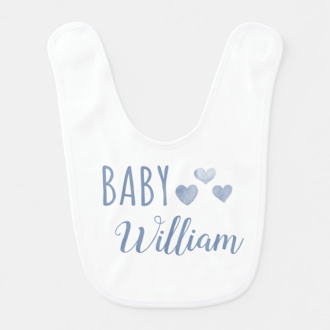 Personalized Baby boy Hearts name Bib (Front)