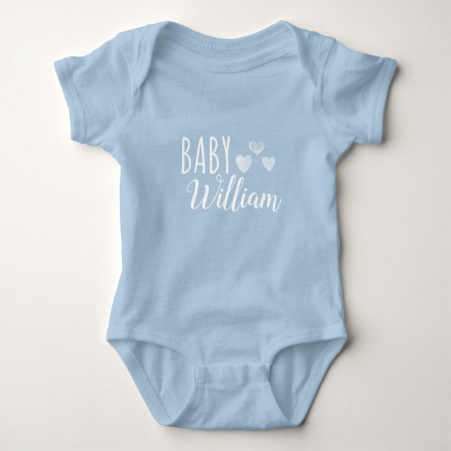 Personalized Baby boy Hearts name Bodysuit (Front)