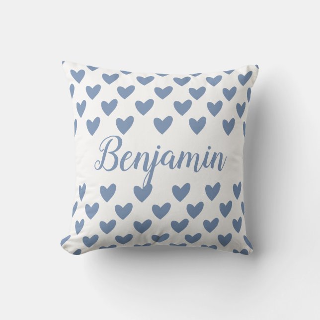 Personalized Baby boy Hearts name Throw Pillow (Front)